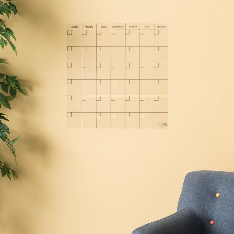 Think Board Clear Dry Erase Calendar â€“ Self-Adhesive Whiteboard 24"x24" â€“ Reusable Monthly Wall Planner for Home, Office, or Fridge â€“ Removable Writing Surface for Schedules & Goals - Image 1